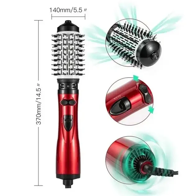 Фен-щітка для волосся 800 Вт з обертанням та 2 насадками Gemei GM-4829-9742