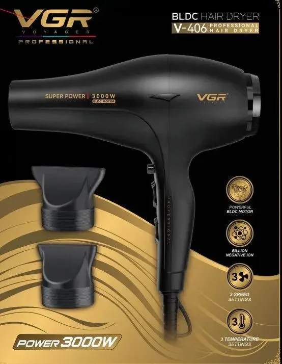 Фен професійний для волосся 3000 Вт з 2 концентраторами VGR V-406-5709